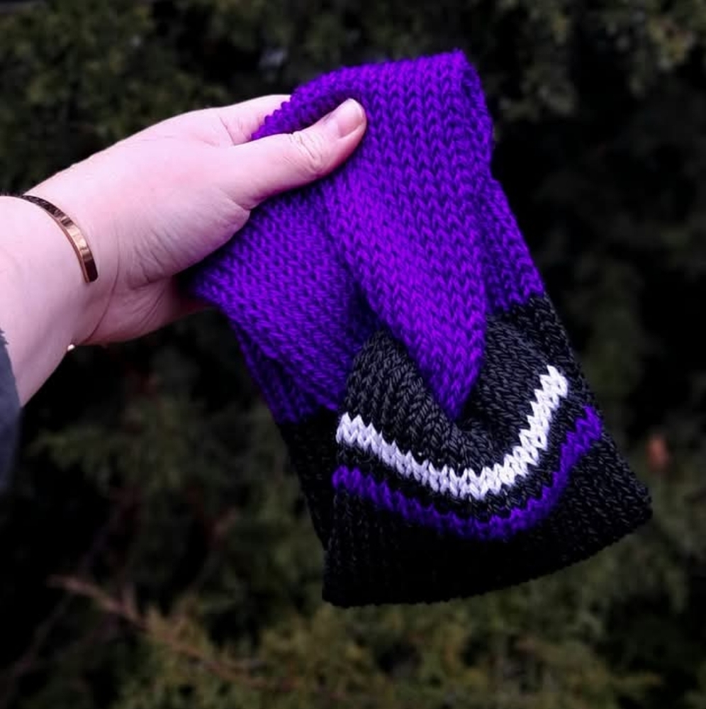 Handmade Purple and Black Knit Baltimore Ravens-Inspired Jumbo Earwarmer